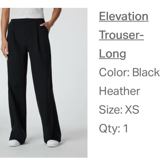 Vuori Women's Elevation Trouser - Heather Black Wide Leg Pants - XS/LONG - Picture 6 of 6